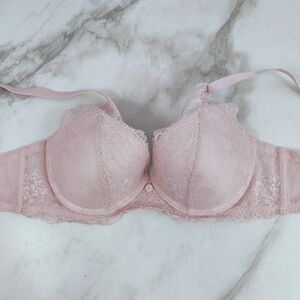 SC Pink Floral Lace Overlay Push Up Bra, 38A